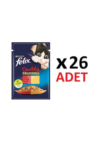 Purina Felix Çifte Lezzet Sığır Etli ve Kümes Hayvanlı Konserve Kedi Maması 26 x 85 G