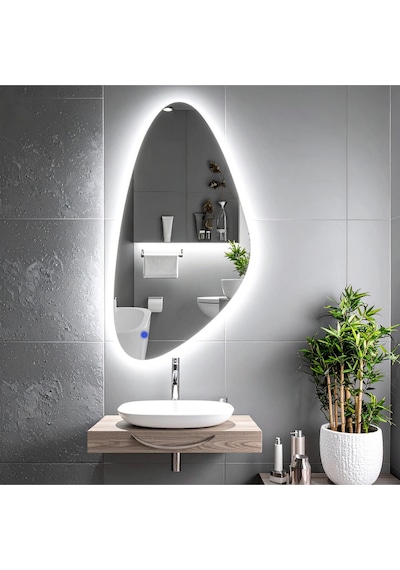 Alvora Beyaz Led'li Lazer Kumlamalı Lavabo & Banyo Aynası Dokunmatik Sensörlü 120 X 60 Cm