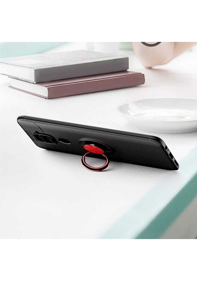 Xiaomi Redmi Note 9 Kılıf Zore Ravel Silikon Kapak Siyah-Kırmızı