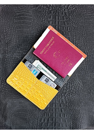 Vip Gift Hakiki Deri Pasaport Kılıfı Pasaportluk Sarı