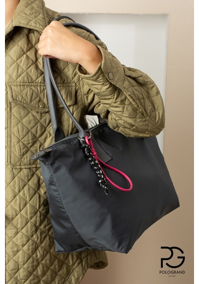 Orijinal Geniş Hacimli Su Geçirmez Paraşüt Kumaş Shopper Trend Ve Şık Büyük Boy Omuz Ve Kol Çantası Gri