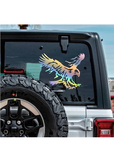 Sticker Dizayn Kartal Sticker - Eagle Beşiktaş Kanatlı Uçan Kartal Sticker - Araba Oto Motosiklet Karavan Cam Sticker - 00326 60x47 Cm