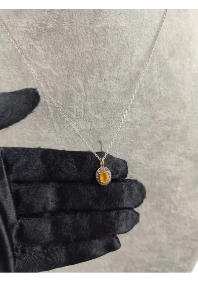 Kalsedon Elmas Kolye 240 Gümüş