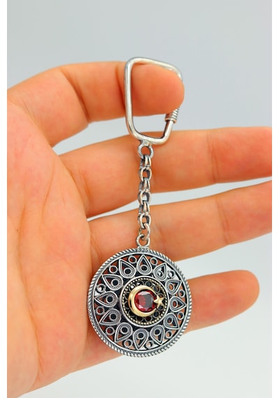 Ayyıldız Taşlı 925 Ayar Gümüş Anahtarlık N11.8538