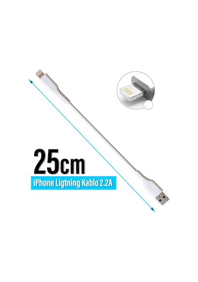 Kısa Şarj Kablosu 25cm Powerbank Telefon Şarj Kablosu 25cm