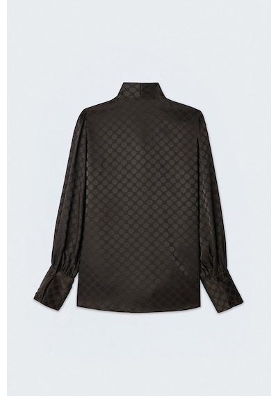 Sateen Puantiye Desenli Gömlek - Kahve-137396
