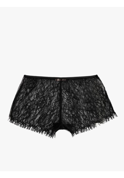 Koton Dantelli Boxer Şort Siyah 5wlk80039mk Siyah