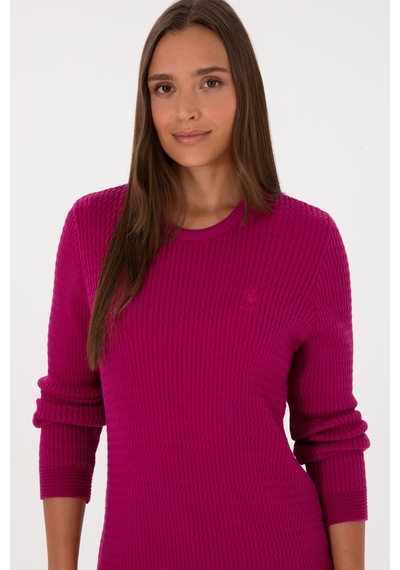 U.S. Polo Assn. Kadın Fuşya Bisiklet Yaka Basic Kazak 50307763-VR023