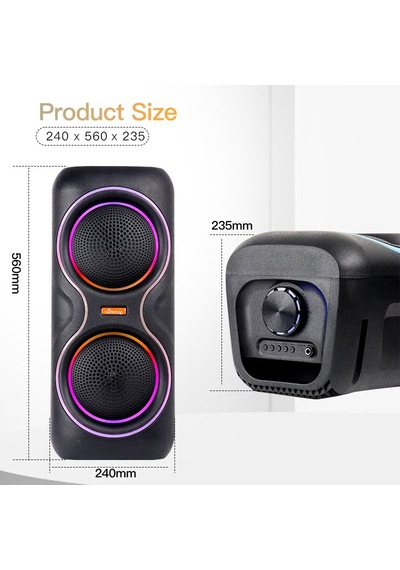 Çeşithane Dual 8 İnç Kablosuz Karaoke Hoparlörü - 18w Güçlü Bass Subwoofer, Rgb Led Aydınlatmalı Ve