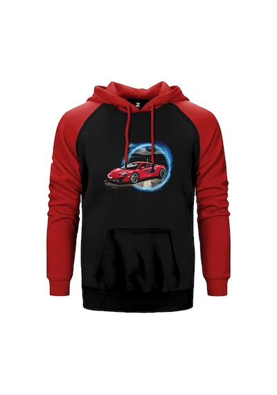 Asphalt 9 Legends 3d Car Kırmızı Renk Reglan Kol Kapşonlu Sweatshirt Kırmızı