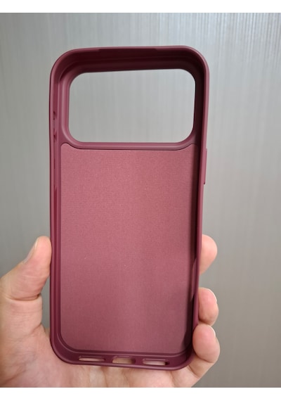 Apple Uyumlu iPhone 17 Pro Max Logolu İçi Kadife Silikon Lansman Kılıf Bordo