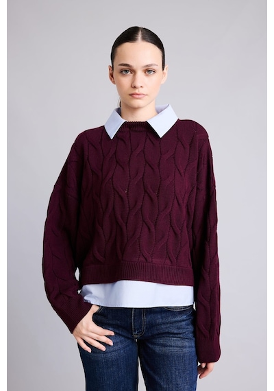 Defacto Boxy Fıt Polo Yaka Uzun Kollu Triko Kazak H2420ax26wnbr455 Bordo-br455