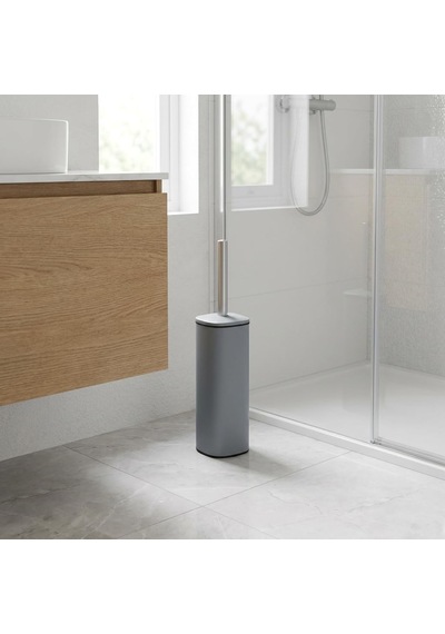 Paslanmaz Çelik Saplı Wc Fırçalık Gri, Kapaklı Tuvalet Fırçası Seti, Hijyenik Saklama Hazneli Banyo Ve Wc Fır Diğer