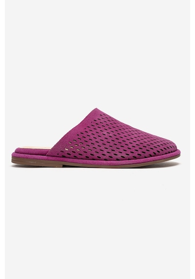 Luvishoes Melara Fuşya Süet Hakiki Deri Delikli Önü Kapalı Kadın Terlik