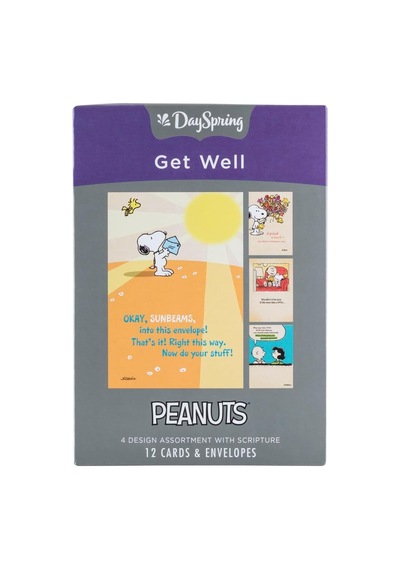 Dayspring Tebrik Kartları İyi Geçmiş Olsun, Ekru Renkli Zarflarla Kabartmalı, 12 Adet, Peanuts 77553