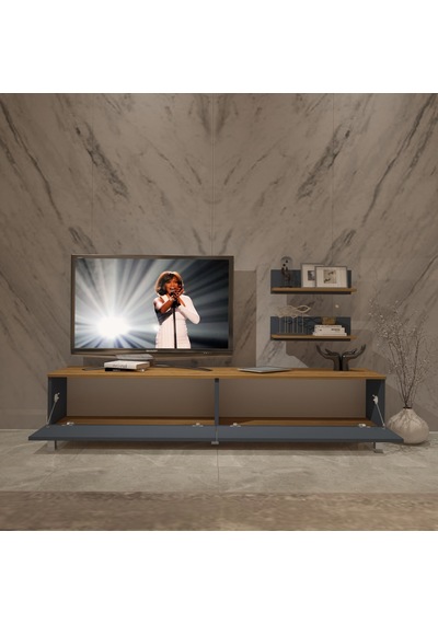 Decoraktiv Eko 4 Mdf Std Krom Ayaklı Tv Ünitesi Tv Sehpası Pera - Antrasit