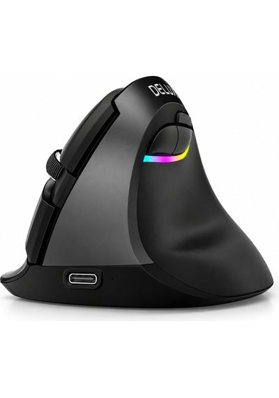 Luve Store Ergonomik Dikey Kablosuz Mouse Bluetooth 2.4 Ghz Şarjlı Sessiz Rgb 2400 Dpı M618 Mini
