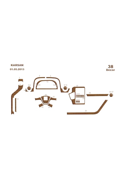 Peugeot Karsan Jest Torpido Kaplama 2013 38 Parça Açık Meşe