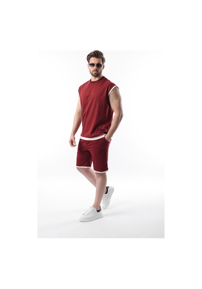 Madmext Bordo Sıfır Kol Erkek Şort T-shirt Takım E7308 Bordo