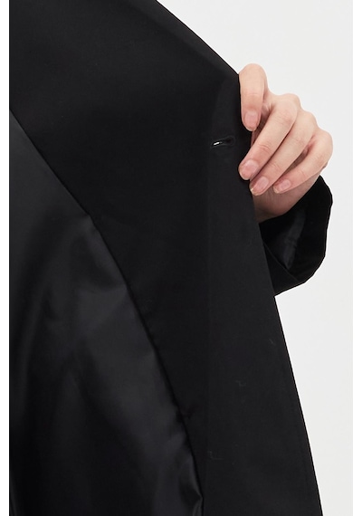 Ressho Kadın Kemerli Uzun Trençkot Su Geçirmez, Astarlı, Oversize Model Siyah