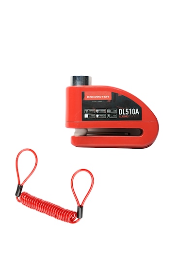 Knmaster Dl510a 10 Mm Alarmlı Disk Kilidi Hatırlatma Kablosu Ve Taşıma Çantası  Kırmızı Kırmızı