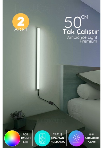 2 Adet Mini Led Işık Uzaktan Kumandalı 4 Farklı Mod - 16 Farklı Renk Miniledb