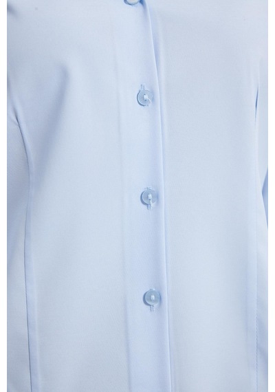 Tudors Kadın Slim Fit Dar Kesim Klasik Yaka Uzun Kollu Mavi Gömlek-40355 Mavi