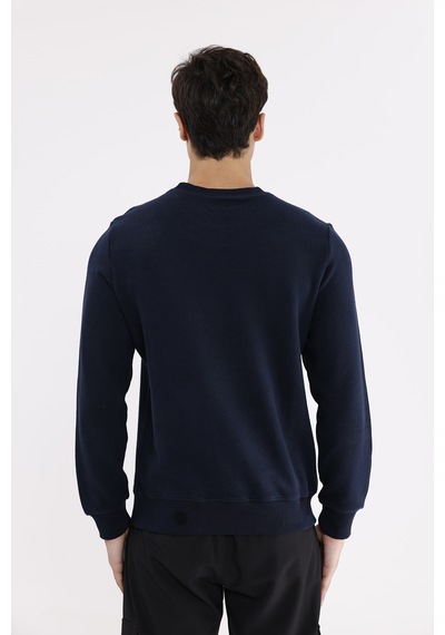 Rowinger Selanik Kumaş Yapılı Esnek Manşetli Konforlu Rahat Kesim Sweatshirt Navyblue