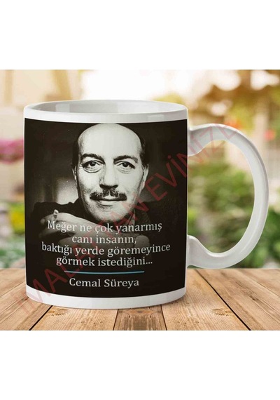 A2714 Cemal Süreya Meğer Çok Yanarmış İki Tarafı Baskılı Kupa Bardak.jpg