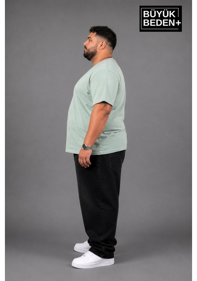 Superlife Süperlife Büyük Beden Erkek V Yaka Pamuklu Basic Tişört Lacivert 3xl-6xl Spr26bts509 Yeşil