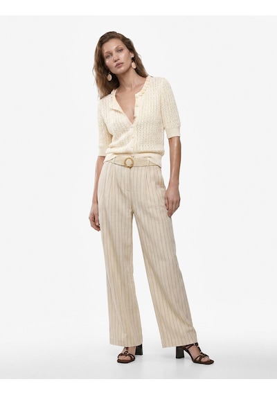 Koton Koton X Melis Ağazat - Keten Karışımlı Kemerli Geniş Paça Çizgili Pantolon Beyaz Çizgili 6sak40178ew Koton Koton X Melis Ağazat - Keten Karışımlı Kemerli Geniş Paça Çizgili Pantolon Beyaz Çizgili 6sak40178ew