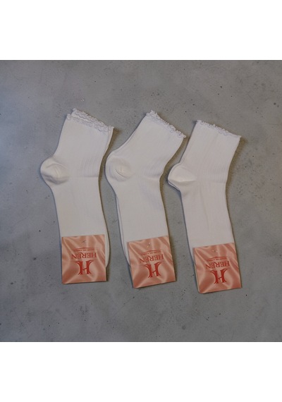 Heren Socks Heren Lastik Fırfırlı 3'lü Kadın Çorap , Fitilli Fırfırlı Kolej Boy Beyaz