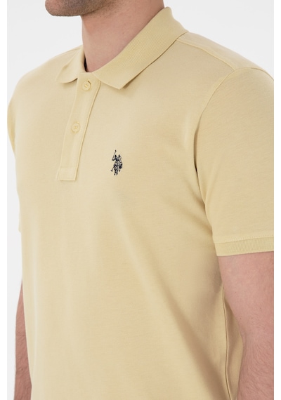U.S. Polo Assn. Erkek Slim Fit Polo Yaka Açık Haki Basic Tişört 50297984-VR183