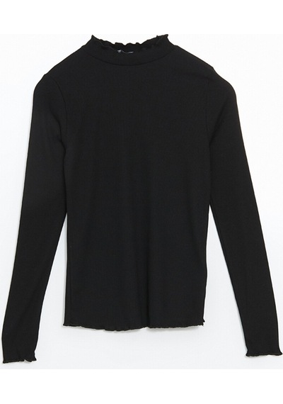 Lcw Modest Siyah Dik Yaka Kadın Fitilli Body