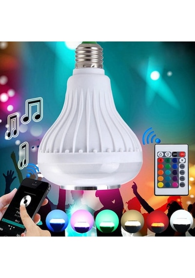 Bluetooth Led Ampul Hoparlör Kumandalı Kablosuz Ses Bombası RGB