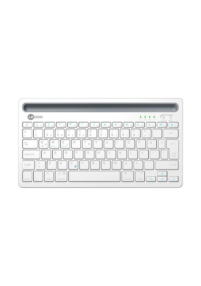Lecoo, Bk100 Bluetooth V3.0 Çoklu Cihaz Uyumlu Şarj Edilebilir Kablosuz Beyaz Türkçe Q Klavye