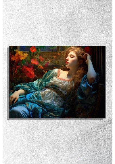 Yatay Kanvas Tablo Tekli Salon Mutfak Yatak Odası Ofis Frederic Leighton Haziran Alevi 1622