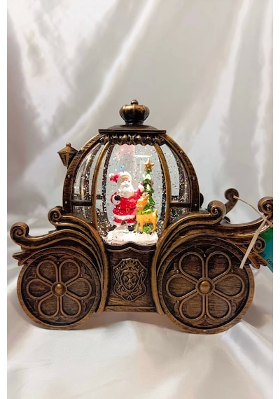 Yılbaşı Noel Fayton Tasarımlı Kar Küresi Noel Baba Karakter Işık Kahve Yeni Yıl