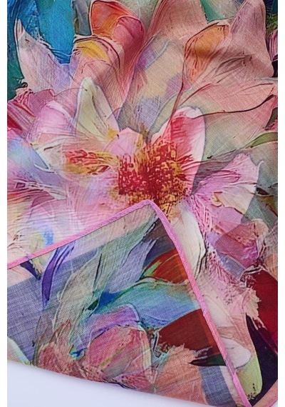 Çift Taraflı Kare Eşarp Dijital Baskı 68x68 Cm. K105384 Beyaz