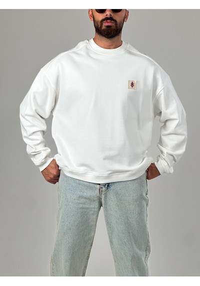 Cocopelli Ekru Tasarım Etnik Erkek Sweatshirt Coc1029 Ekru