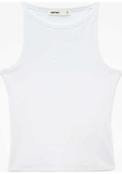 Koton Kaşkorse Kolsuz Pamuklu Slim Fit Askılı Kare Yaka Üst Beyaz 6sak10388ek