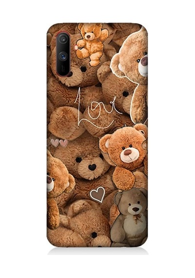 Realme C3 Uyumlu Aşk Ve Sevimli Ayılar Desenli Silikon Kılıf
