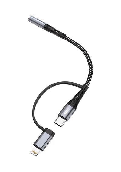 Go-des Gd-uc173 3.5mm Jack Girişli Type-c Ve Lightning 2in1 Ses Kablosu Siyah