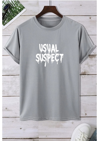 Uyguntarz Unisex Suspect Tasarım Tshirt Gri