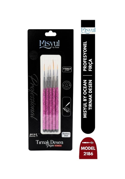 Misyul Tırnak Desen Fırçası 5'li Pembe Mıs-2186
