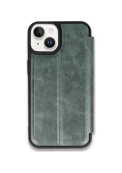 Newface Apple Apple iPhone Uyumlu  15 Kılıf Flip Cover - Koyu Yeşil