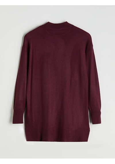 Lcw Modest Bordo Dik Yaka Kadın Triko Tunik