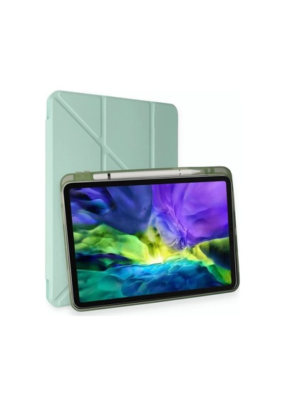 Kalem Stylus Apple  İpad Uyumlu Pro 11 2024 Kılıf Kalemlikli Mars Tablet Kılıfı - Açık Yeşil Diğer