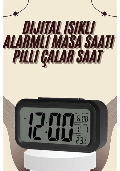 Hubrendy Kargo Dijital Masa Saati Termometreli Takvim Çalar Saat Led Ekran Pilli 521774
