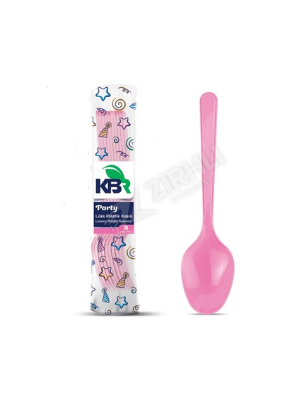 5 Adet Kbr Party Plastik Kaşık Pembe 8'li